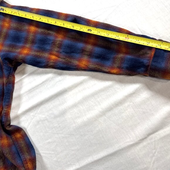 Mens Pendleton Blue Orange Shadow Plaid Trail Shirt Elbow Patch Pad Size Large - Picture 12 of 16